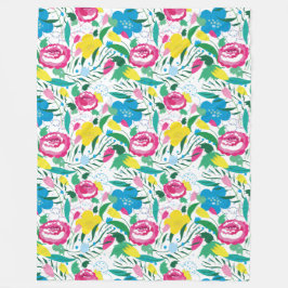 Cobertor De Velo Padrão floral com buquê colorido.