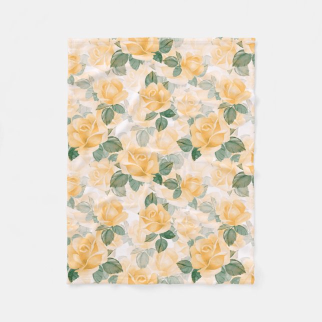 Cobertor De Velo Padrão floral com rosas amarelas (Frente)