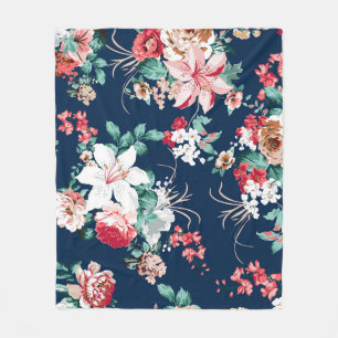 Cobertor De Velo Padrão floral com rosas e flores pequenas com v