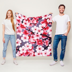 Cobertor De Velo padrão floral cor-de-rosa cereja