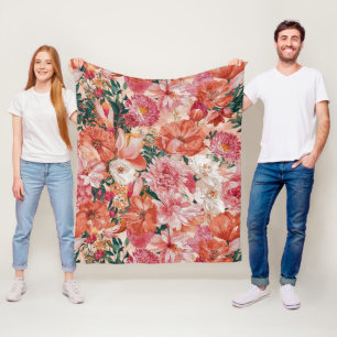 Cobertor De Velo Padrão Floral Cor-de-Rosa Laranja