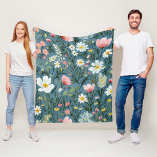 Cobertor De Velo Padrão Floral Cottagecore de Pradaria de Flores Si