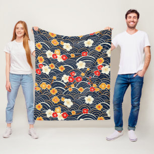 Cobertor De Velo Padrão Floral de Ameixa em Flor Onda Japonesa Mari