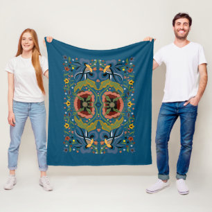 Cobertor De Velo Padrão floral de arte folclórica estoniano multi