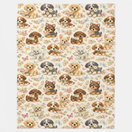 Cobertor De Velo Padrão floral de borboleta de cachorrinho fofo