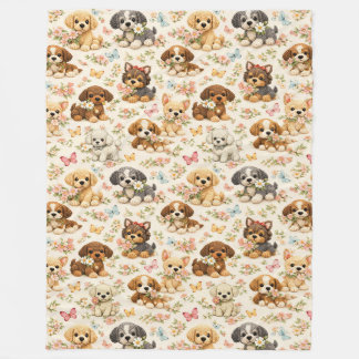 Cobertor De Velo Padrão floral de borboleta de cachorrinho fofo