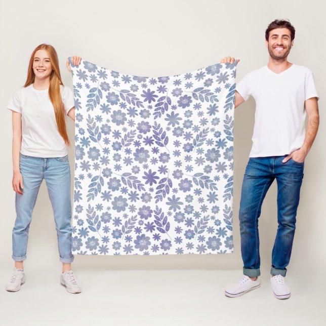 Cobertor De Velo Padrão Floral de cinza e Lavanda (In Situ)