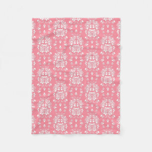 Cobertor De Velo Padrão Floral de Damasco com Rosas Rosa e Brancas