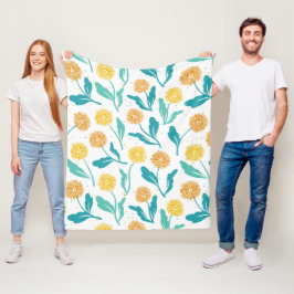 Cobertor De Velo Padrão Floral de Dandelion Amarelo - Inspirado na 