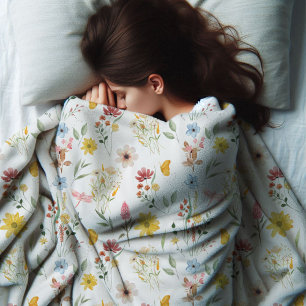 Cobertor De Velo Padrão Floral de Flor Selvagem