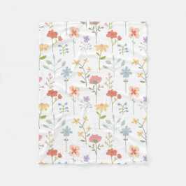 Cobertor De Velo Padrão Floral de Flores Selvagens de Aquarela
