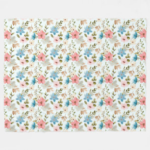 Cobertor De Velo Padrão Floral de Flores Silvestres Aquarela