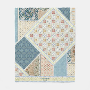 Cobertor De Velo Padrão Floral de Patchwork da Aquarela BOHO Blue T
