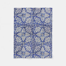 Cobertor De Velo Padrão Floral de Vintagem do Mediterrâneo Azul e B