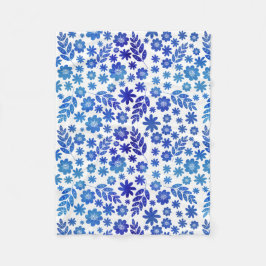 Cobertor De Velo Padrão Floral Desenhado da Mão Azul na China