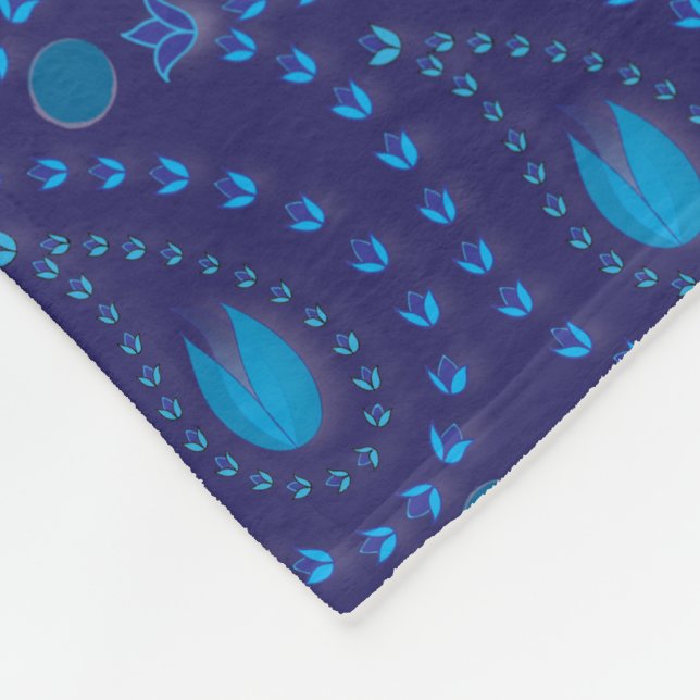 Cobertor De Velo Padrão Floral do Paisley Azul abstrato Escuro (Quina)