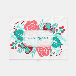 Cobertor De Velo Padrão Floral do Red Aqua Teal Vintage