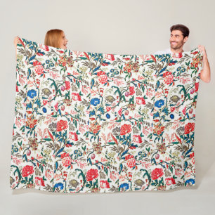 Cobertor De Velo Padrão Floral do século XIX Vermelho Verde Azul