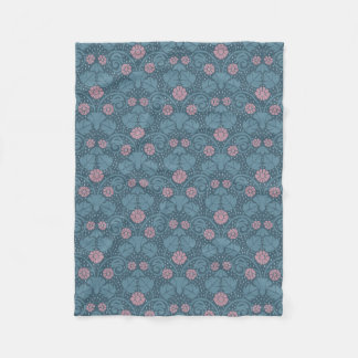 Cobertor De Velo Padrão floral em azul-teal e rosa Art Nouveau