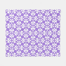 Cobertor De Velo Padrão Floral Geométrico Moderno Branco e Roxo
