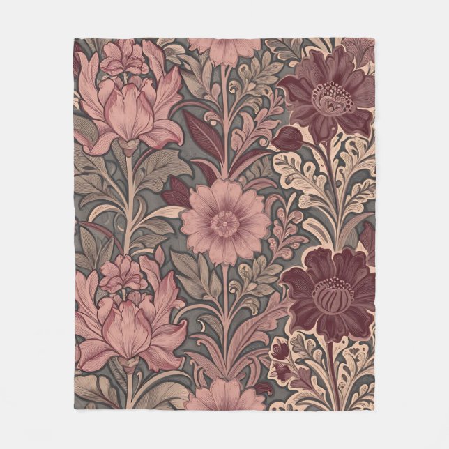 Cobertor De Velo Padrão Floral Inspirado em William Morris (Frente)