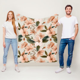 Cobertor De Velo Padrão Floral Marfim de Flor de Pessegueiro Macio