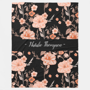 Cobertor De Velo Padrão floral monograma elegante e sofisticado Pre