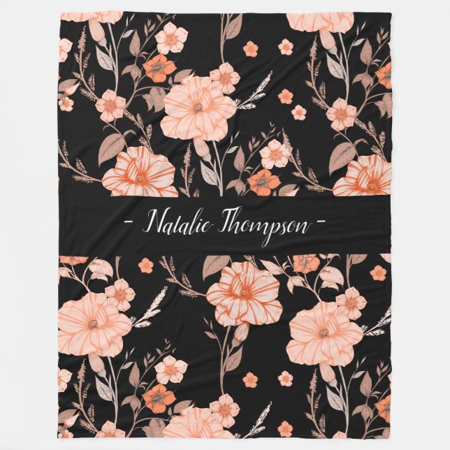 Cobertor De Velo Padrão floral monograma elegante e sofisticado Pre (Frente)