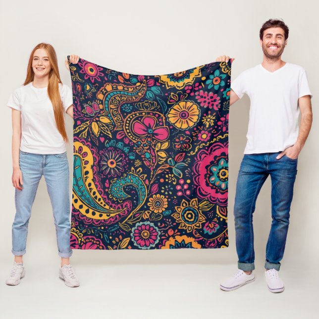 Cobertor De Velo Padrão Floral Paisley (In Situ)