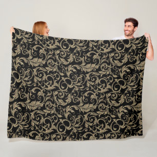 Cobertor De Velo Padrão floral preto-branco-cinzento