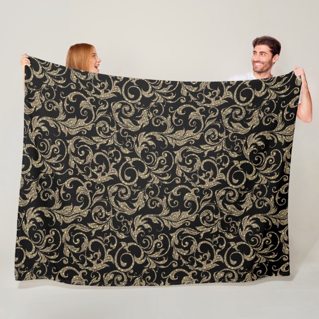 Cobertor De Velo Padrão floral preto-branco-cinzento (In Situ)
