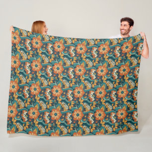 Cobertor De Velo Padrão Floral Retro