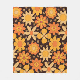 Cobertor De Velo Padrão floral retrô descolado amarelo e laranja