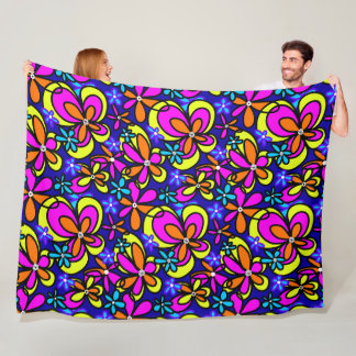 Cobertor De Velo Padrão Floral Retro Desenhado à Mão em Negrito