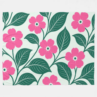 Cobertor De Velo Padrão Floral Rosa Elegante com Folhas Verde Escur