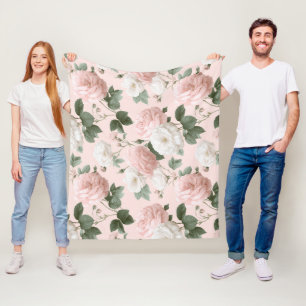 Cobertor De Velo Padrão Floral Rosa Macio Delicado Branco