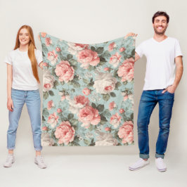 Cobertor De Velo Padrão Floral Rosa Pastel Vintage