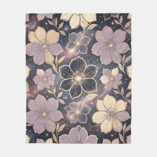 Cobertor De Velo Padrão Floral Roxo Dourado Celestial Estrelas Galá