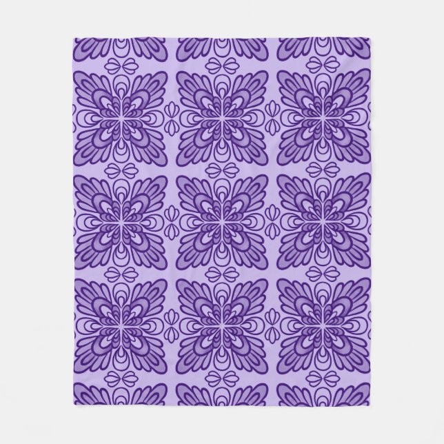 Cobertor De Velo Padrão Floral Roxo Geométrico Elegante (Frente)