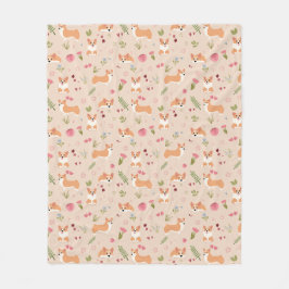 Cobertor De Velo Padrão Floral Sem Costura Corgi - Arte de Cachorro