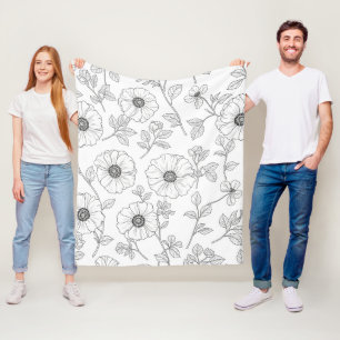 Cobertor De Velo Padrão Floral Sem Costura de Arte de Linha Minimal