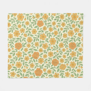 Cobertor De Velo Padrão Floral Sem Costura Retroativa - Laranja e A