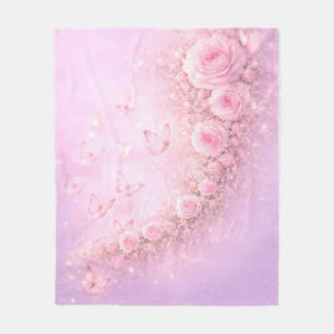 Cobertor De Velo Padrão Floral Suave – Rosas Rosa Suave com 