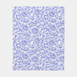 Cobertor De Velo Padrão Floral Toile Francês Azul