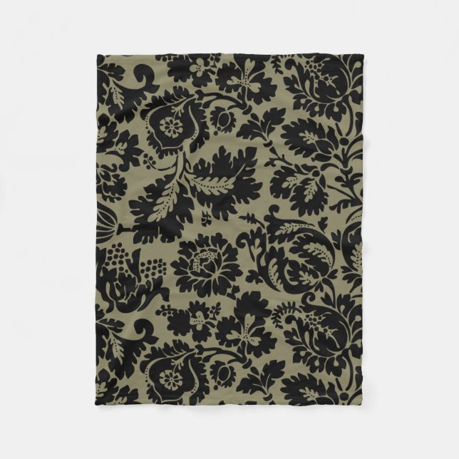 Cobertor De Velo Padrão Floral Veneziano Preto e Branco de William  (Frente)