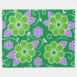 Cobertor De Velo Padrão Floral Verde e Roxo Decorativo