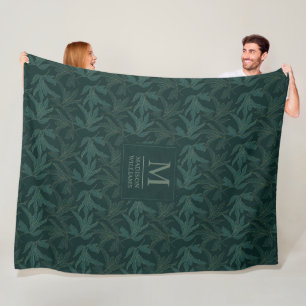 Cobertor De Velo Padrão Floral Verde Floresta Escura Sem Costura de