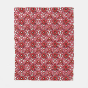 Cobertor De Velo Padrão Floral Vermelho Com Acentos de Pérola