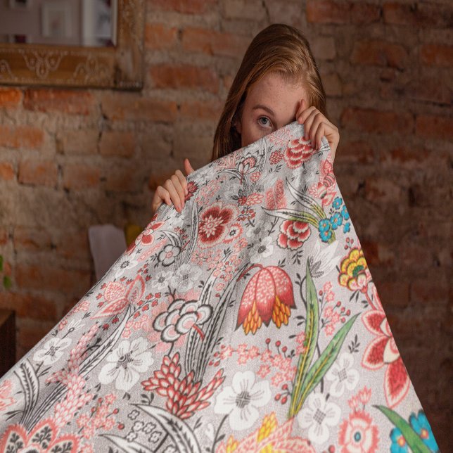 Cobertor De Velo Padrão Floral Vintage (Vintage Floral Pattern Fleece Blanket)