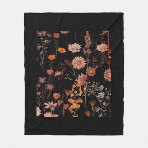 Cobertor De Velo Padrão Floral - Whimsigoth Dark Cottagecore Escuro